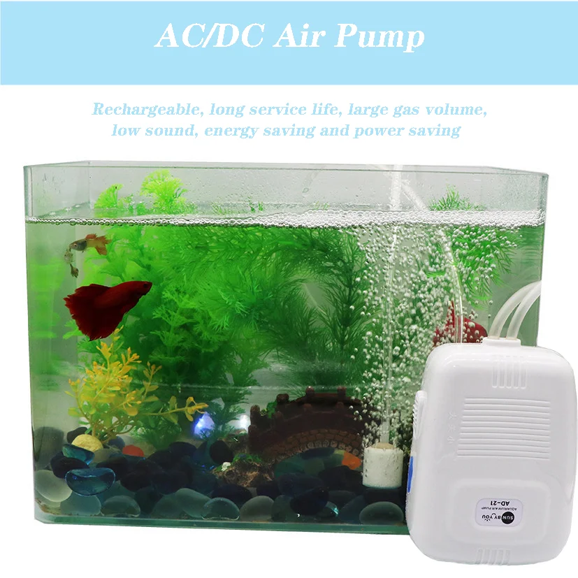 Воздушный насос для аквариума с двойным выходом регулируемый аэратор тихий