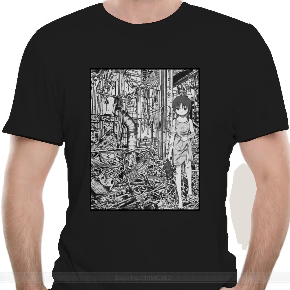 

Men's T-Shirts Serial Experiments Lain Wired In Solitude Pure Short Sleeve Glitch Girl Sci Fi Japanese T Shirts