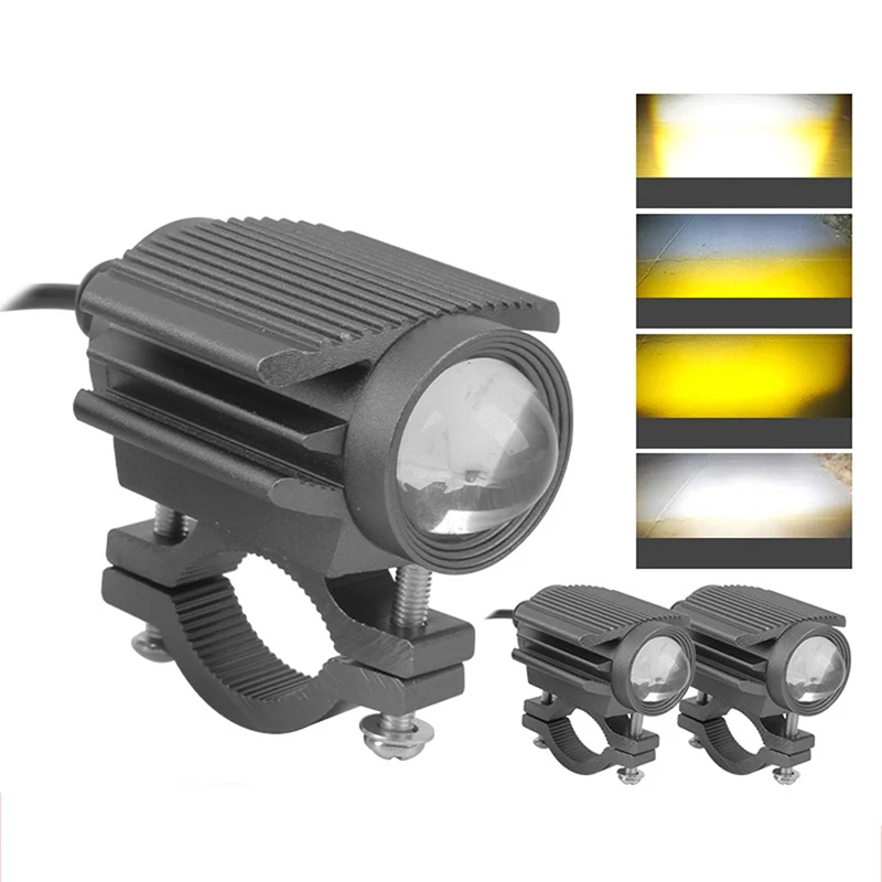 

1/2PCS Yellow And White Dual Color Assemblie Lamp Motorcycle LED Light Lamp 9-85V Headlight Fog Light Spotlight