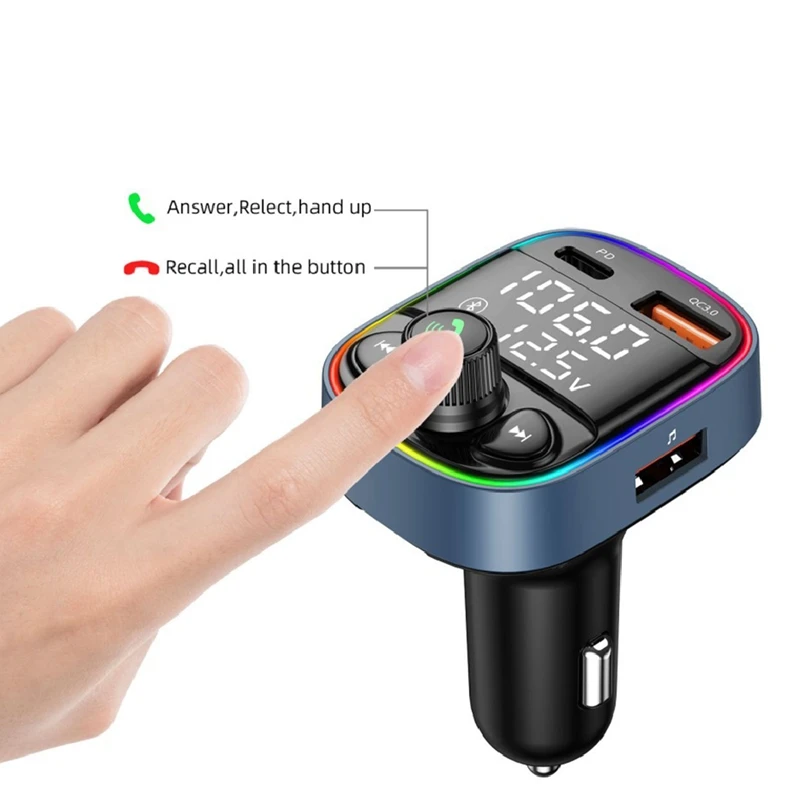 Автомобильный MP3-плеер Pd20W + Qc18W с поддержкой Bluetooth 5 0 и двумя цифровыми дисплеями