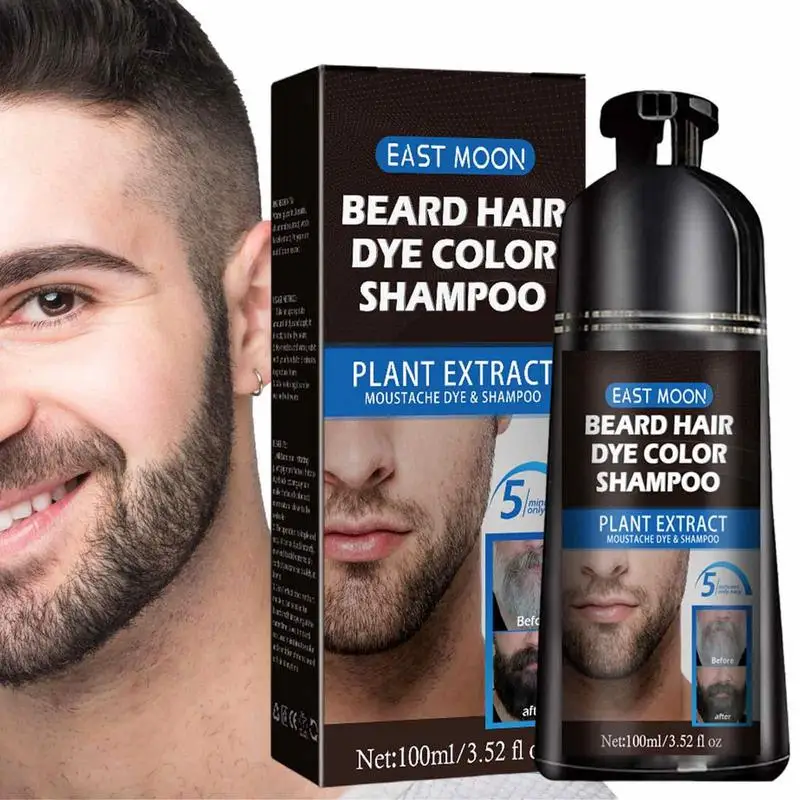 Black Beard Dye For Men 100ml Black Beard Shampoo Grey Reducing Beard Wash Mustache Beard Coloring For Gray Hair Men Beard Care
