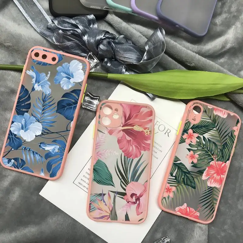 

Vintage Flower banana Leaves Phone Case matte transparent For iphone 11 12 13 7 8 plus mini x xs xr pro max cover