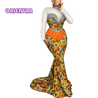 evening robe africaine femme women ankara dresses african print patchwork long sleeve dashiki mermaid dresses sparkling wy10049