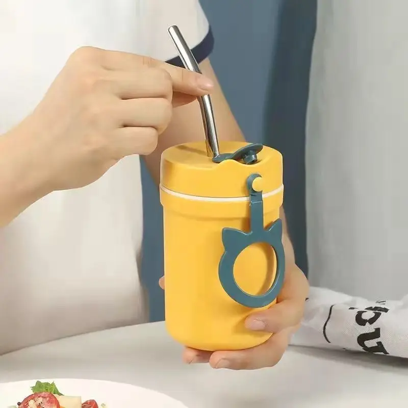 

330ML Vacuum Flasks Cups Can Be Heated Student Portable Thermoses Lunch Box Insulated Porridge Milk Breakfast Soup Pot Cups