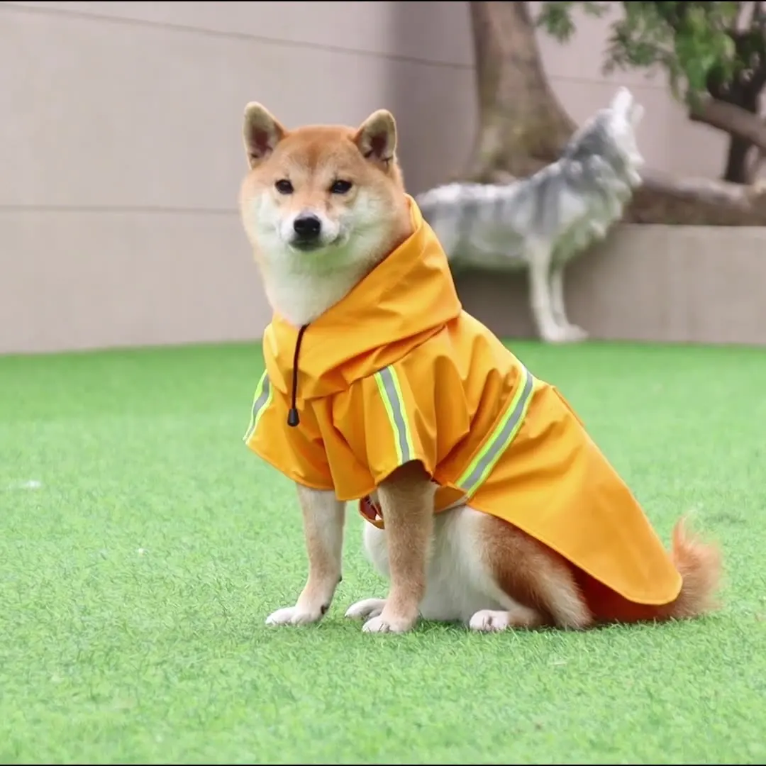 

Dog Rainproof Hooded Raincoat Big Dog Raincoat Cloak Reflective Stripe Pet Raincoat Windproof And Small Medium Dog