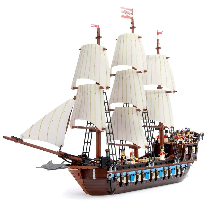 

Bloques de construcción de buque insignia Imperial para niños, juguetes educativos de barco de guerra de Piratas del Caribe,CD