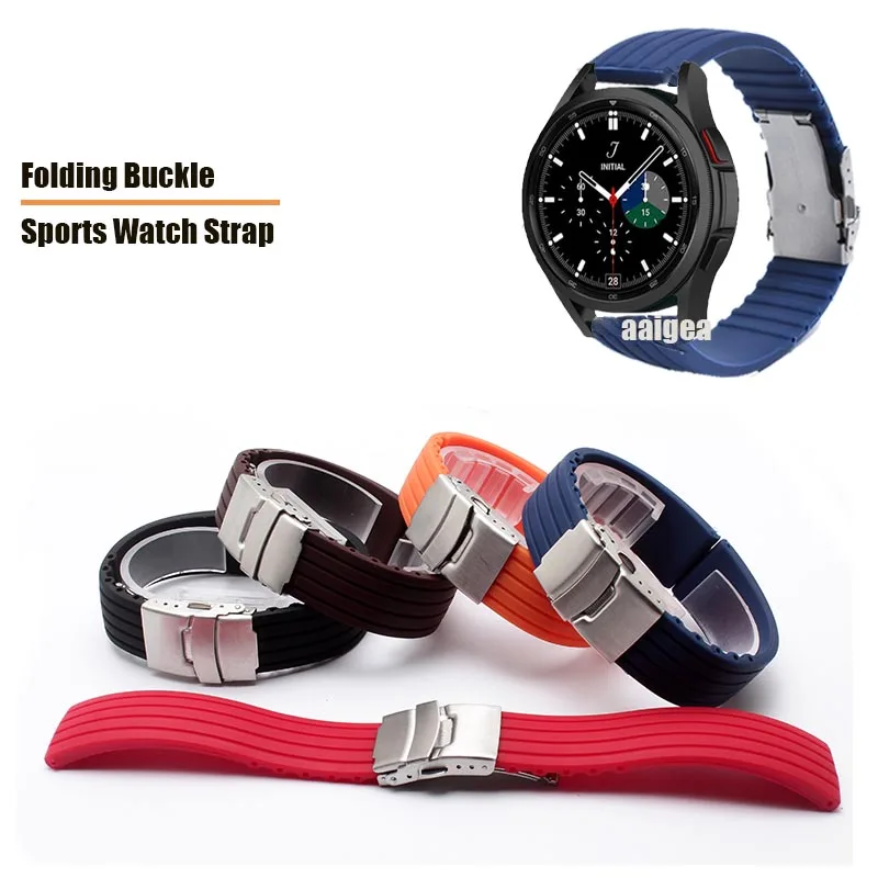 

Folding Buckle Sport Silicone Band Strap For Samsung Galaxy Watch 3 41mm 45mm / Watch4 Watch5 Pro Watch6 / Active 2 40mm 44mm