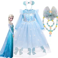 frozen 2 elsa princess dress spring and autumn girls new long sleeve mesh skirt baby 2022 fashion western style birthday dresses