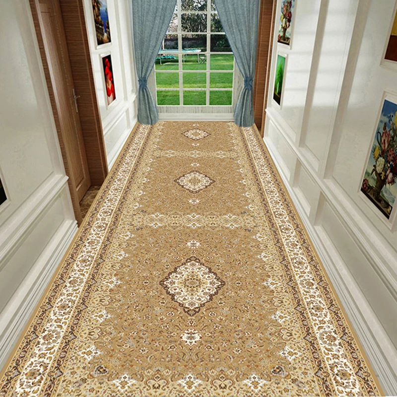 

Golden Carpet Long Corridor Carpet European Stair Carpet Wedding Hotel Carpet Area Carpet Runner Home Living Room Non-slip Floor