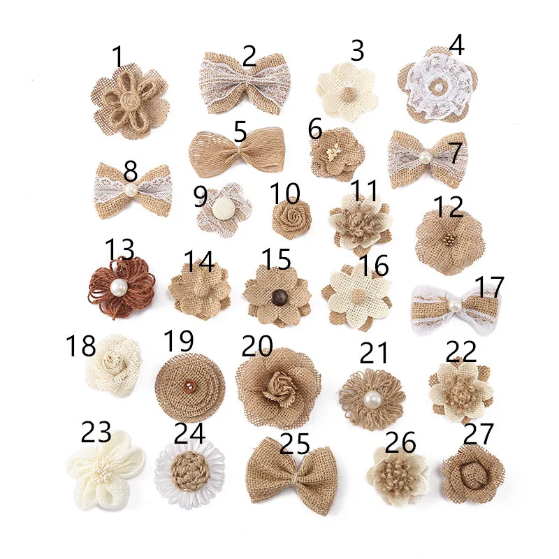 

Искусственные цветы розы из джута, 5 шт.