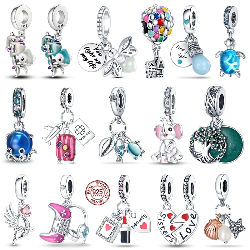 

925 Sterling Silver Firefly Charm Beads For Pandora Women Original Bracelet Necklace Silver Chameleon Bead Birthday Gift Jewelry