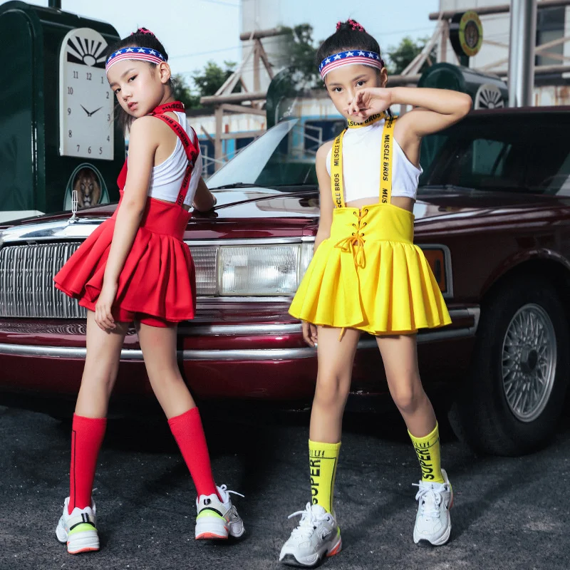 

2022 детская модель, футболка без рукавов, с высоким воротником, короткие юбки, Мини Одежда для джазовых танцев, городская одежда