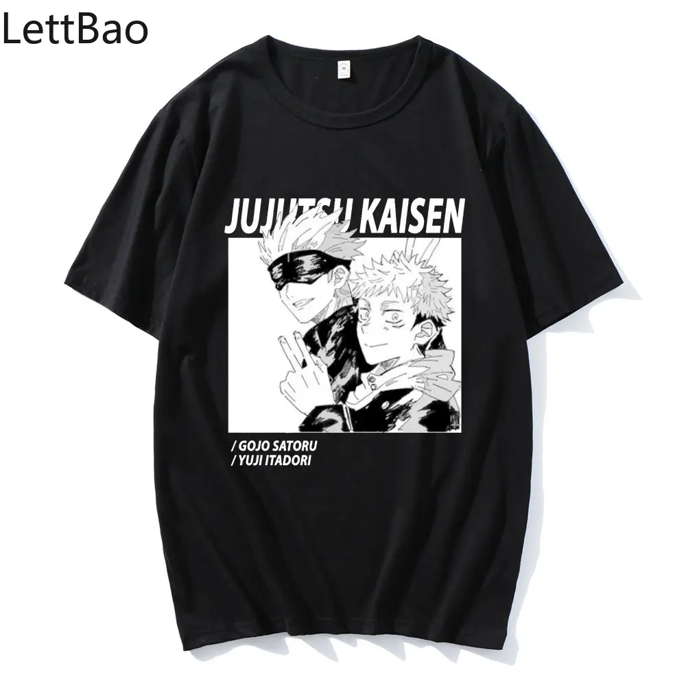 Футболка мужская хипстерская с круглым вырезом принтом манга аниме джутитусу