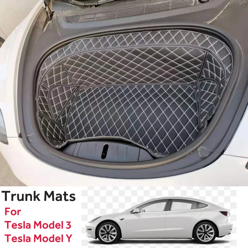 

Car Trunk Boot Mat Suitable Front Cargo Liner PU Leather for Tesla Model Y 2022 2021 2020 Accessories Model 3 2020 2021 2022