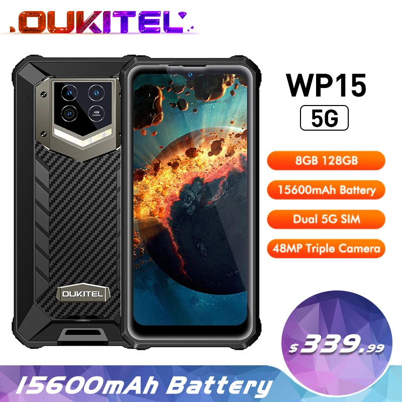 Oukitel WP15 Smartphone 8GB+128GB Rugged Mobile Phone 6.5