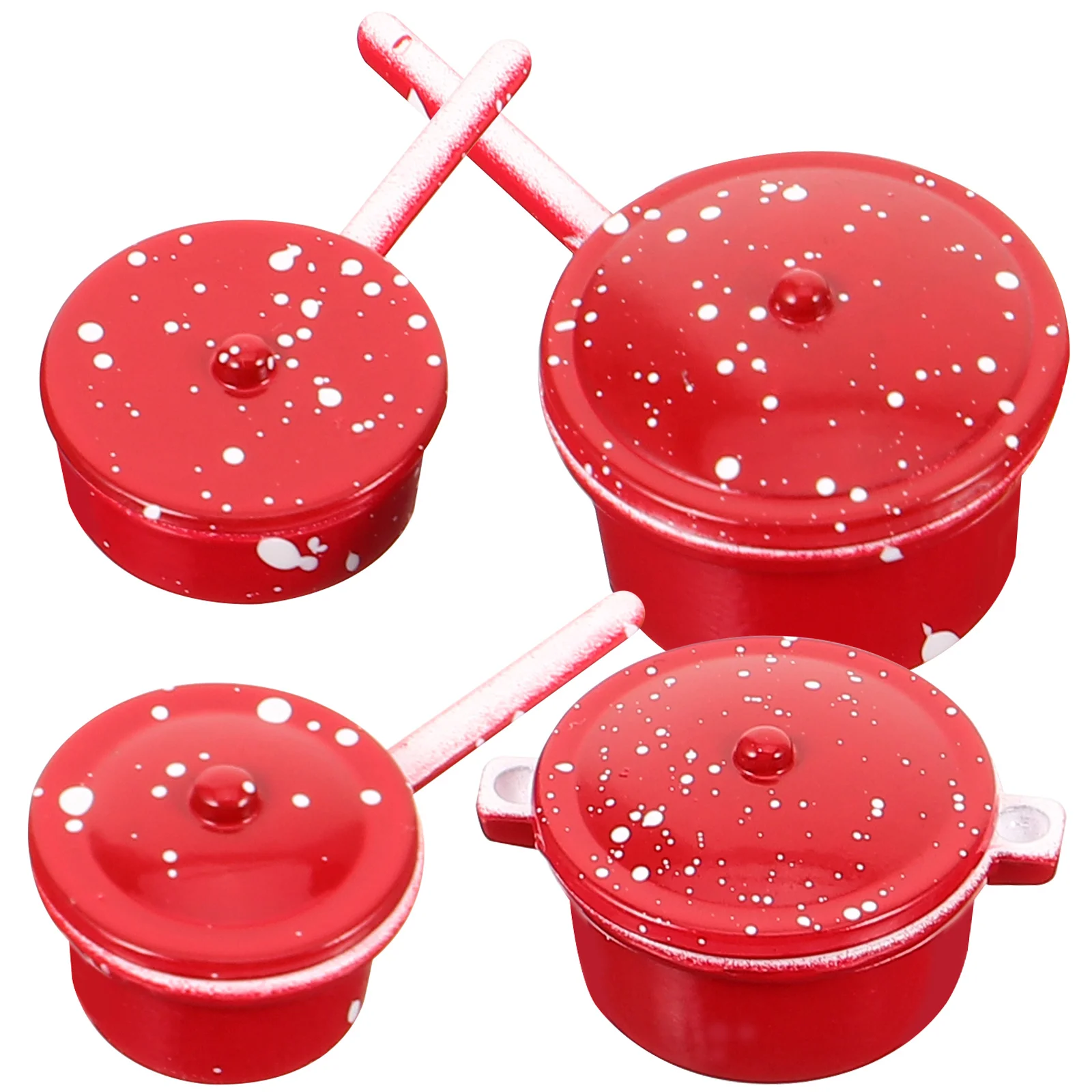 

4 Pcs House Accessories Mini Simulation Pots Kitchen Cookwares Accessory Metal