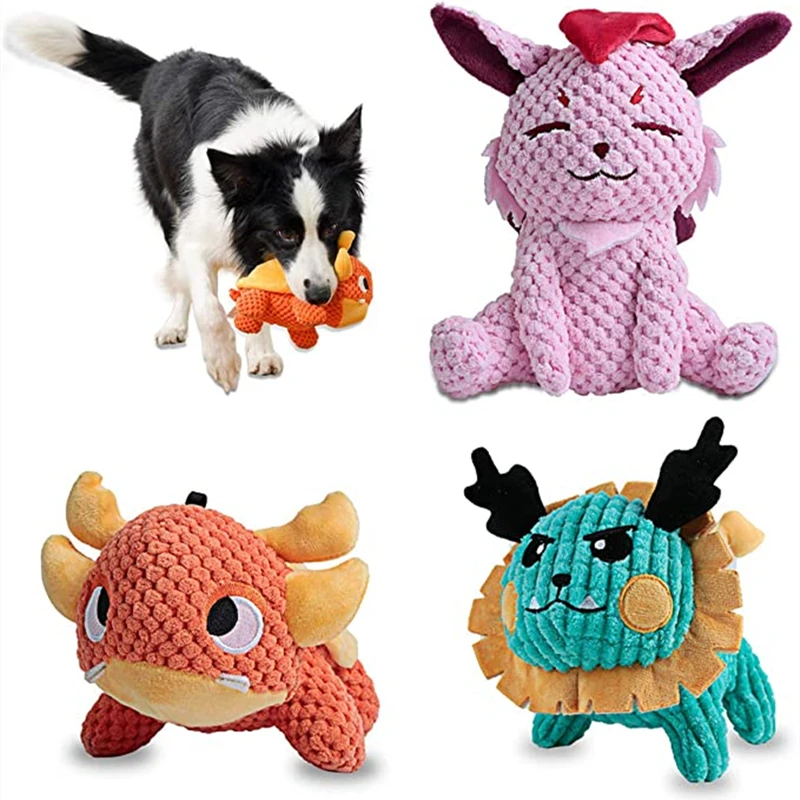 

Squeaky Plush Dog Toy, Durable Stuffed Animal Plush Chew Toys with Squeakers, , Cute Soft Dog Toy for Teeth Cleaning