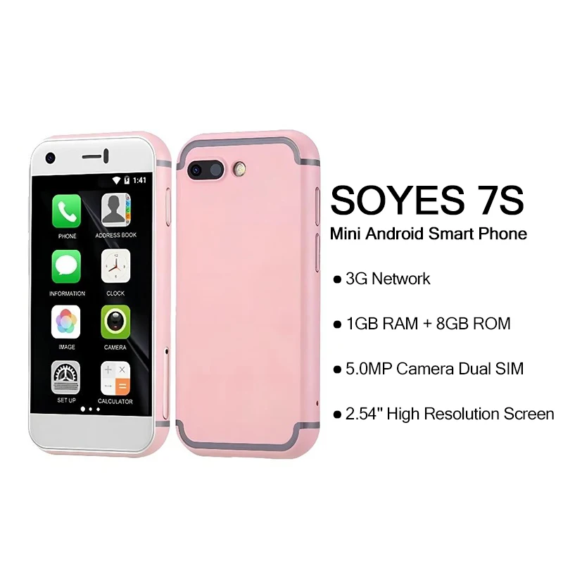Original SOYES 7S Mini Android Smart Phone With 2.54 High Resolution Screen Quan Core 1GB RAM 8GB ROM 5.0MP Dual SIM Cute Phone
