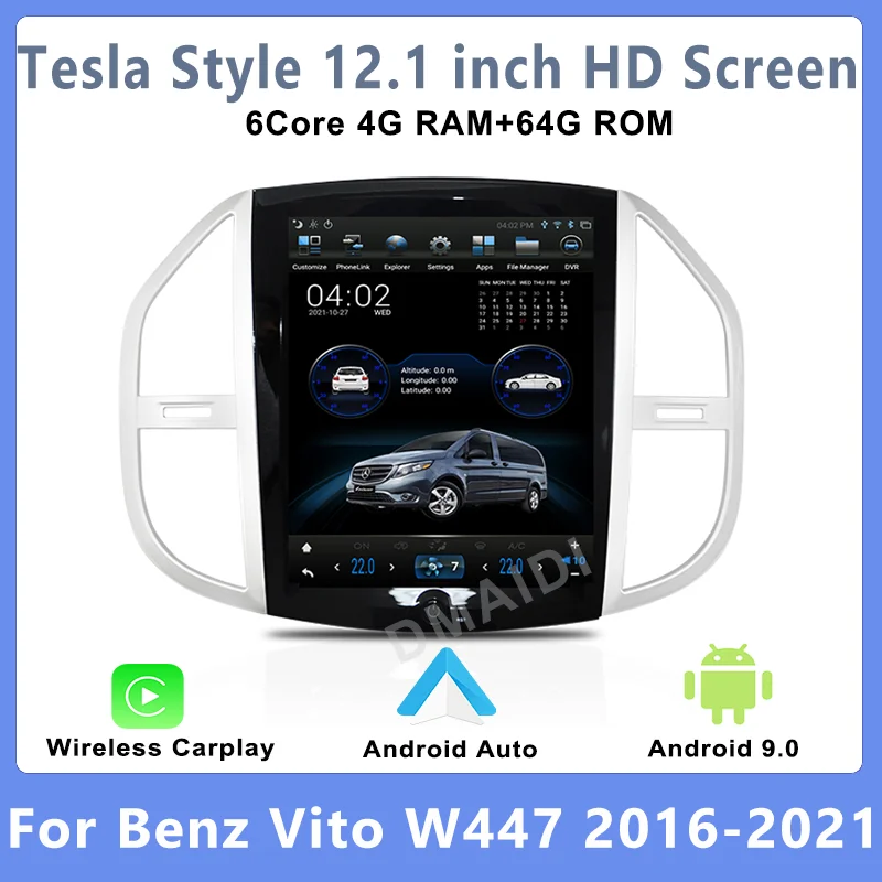 

Tesla Style Vertical Screen Android 9 12.1inch For Mercedes Benz Vito W447 Car Radio Automotivo Multimedia Video Player