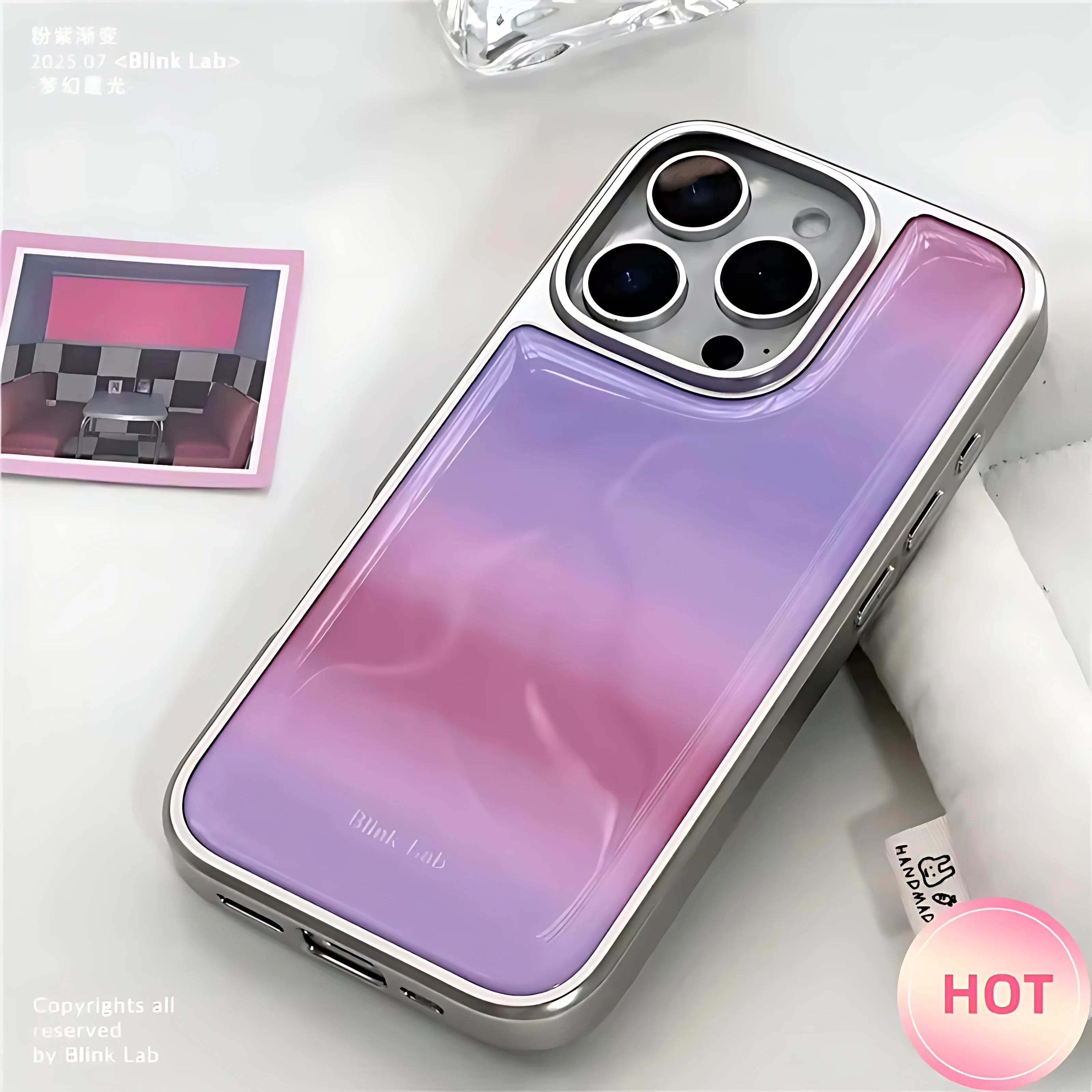 Розово-фиолетовый чехол-блендер для iPhone 17, 16e, 16, 15, 14, 13, 12, 11, Air, Pro Max, X, XR, XSMAX, 8, 7 Plus – роскошная прозрачная мягкая задняя крышка (art.: 3920d7fca554a) - 3920d7fca554a