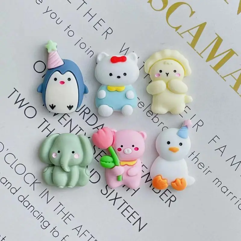 

Kawaii Cartoon Animals Elephant Penguins Flatback Resin Cabochon DIY Scrapbooking Craft Hair Bows Center Accessories