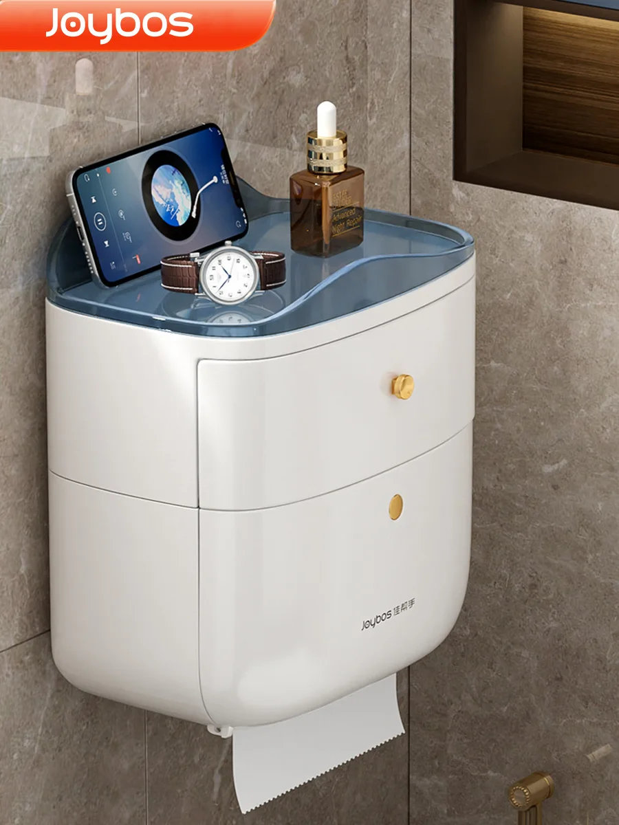 

JOYBOS Toilet tissue box wall-mounted waterproof toilet paper box punch-free drawing paper box toilet toilet paper roll paper
