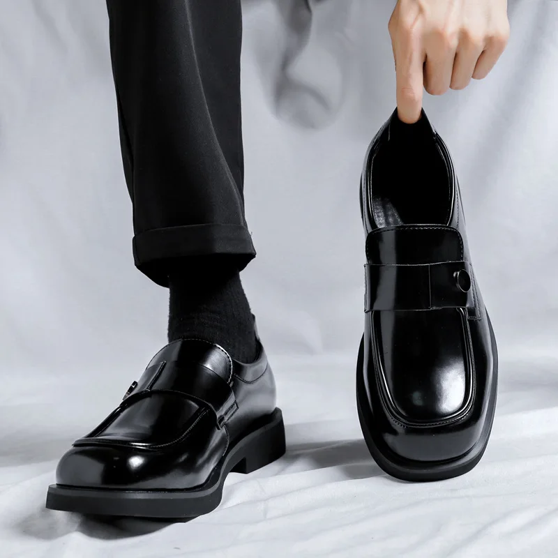 Туфли мужские из натуральной кожи модные деловые классические квадратный носок