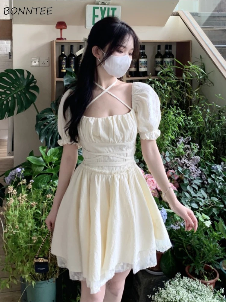 

Платье женское однотонное асимметричное с рукавами-фонариками, милое элегантное шикарное милое платье принцессы для девушек и отпуска