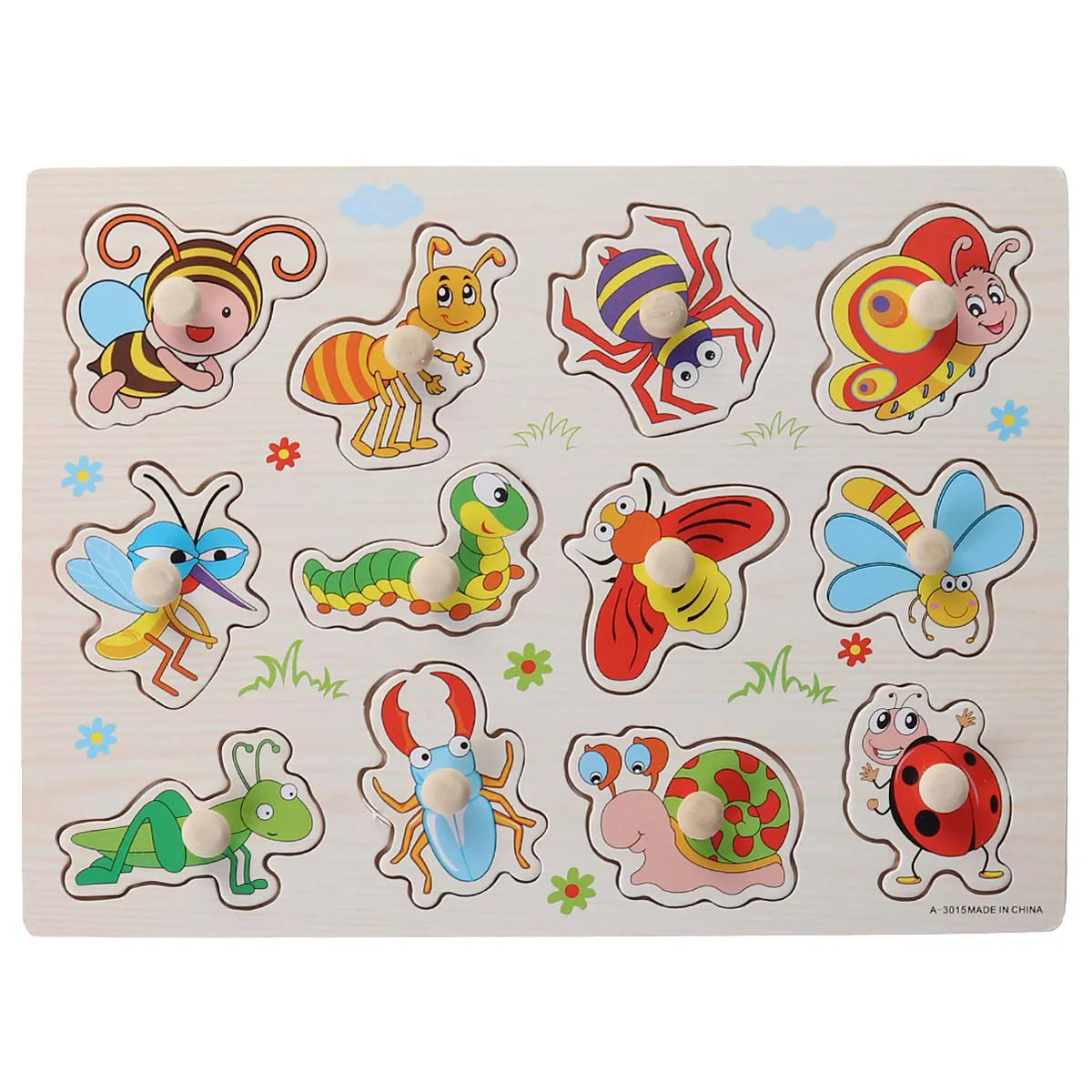 

Детские развивающие игрушки, деревянная головоломка с захватом рук, мультяшная головоломка, игрушки для детей (узор в виде насекомых)