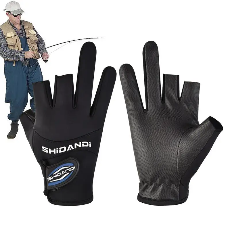 Противоскользящие перчатки для рыбалки унисекс с эластичной лентой на 3 пальца в