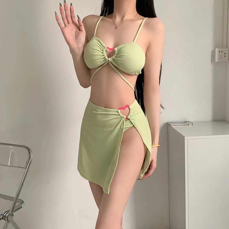 

Ms Japan South Korea In 2023 A New Separate Pure Color Swimsuit Three Piece Suit Students One Solid Female Body High Waist