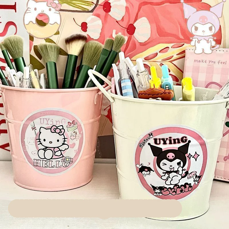 

Anime Metal Pencil Holder Kawaii Kuromi Cinnamoroll My Melody Kt Cute Cartoon Makeup Brush Organizer Bucket Desktop Girl Gift