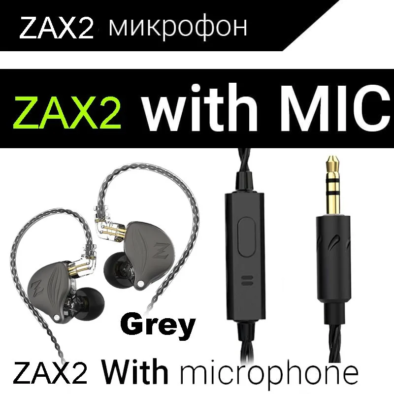 Ultra HD QKZ ZAX2 In Ear Earphones Dynamic HIFI Bass Metal Earbuds Sport Noise Cancelling Headset 3.5mm Wired Detachable Earbuds