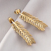 metal leaves feather earring geometric leaf heart dangle earring gold stainless steel earrings for woman trend jewelry 2022
