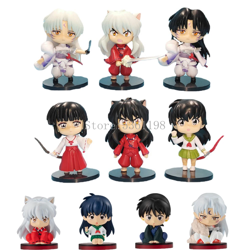 

6pcs/lot Inuyasha Anime Figure Inuyasha Higurashi Kagome Action Figure 1514# Sesshoumaru Figurine 1300# Inuyasha Figure Doll Toy