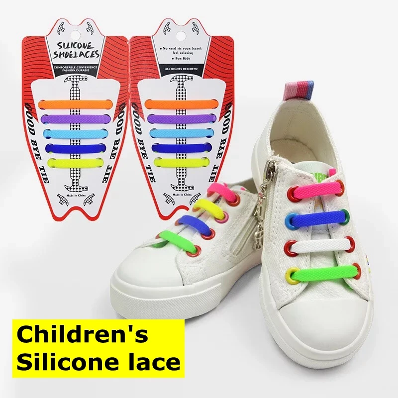 

Children's Shoelaces Without Ties Silicone Shoe Laces Elastic Easy To Put On And Take Off Aldult Little Baby Lazy Shoelace