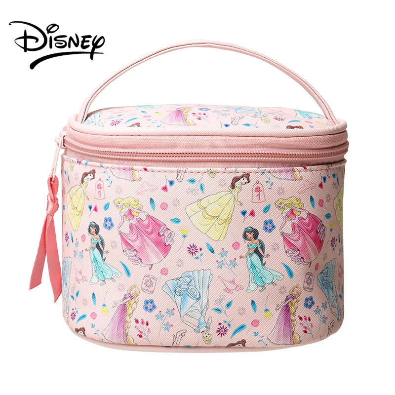 Disney waterproof Pu portable bucket makeup bag cartoon cute large capacity high appearance storage wash bag Mickey Minnie