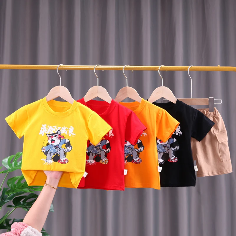 

XJL-Baby Clothes Toddler Boy Clothes -0-5 Years Old Summer Short-Sleeved Shorts Suit Baby Printed Shirt Two-Piece Suit