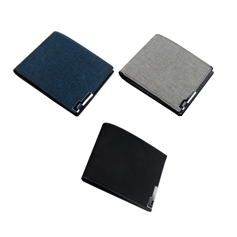 

Мужской холщовый винтажный короткий кошелек двойной деловой бумажник