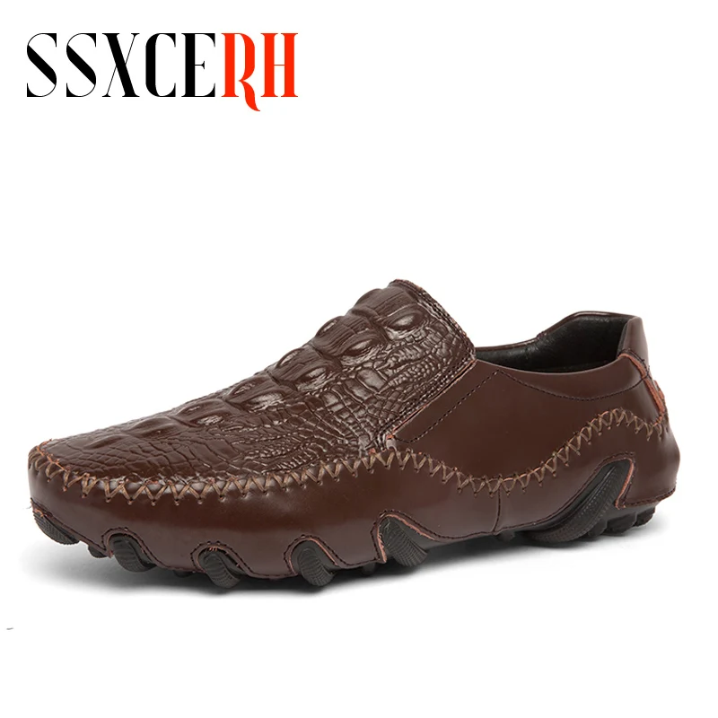 

Crocodile Skin Loafer Shoes Men Genuine Leather Slip-on Moccasins Handmade Male Outdoor Casual Shoes Drive Walk Luxury Leisure