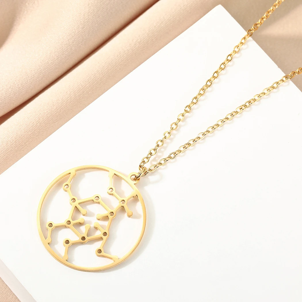 

CHENGXUN Dainty Glucose Molecule Pendant Necklace for Women Girls Stainless Steel Geometric Charm Neck Chain Chemistry Jewelry