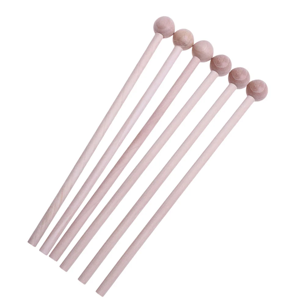 

6Pcs Wood Mallets Percussion Sticks Round for Energy Chime Xylophone Woodblock Bells Rubber 20cm Music drums