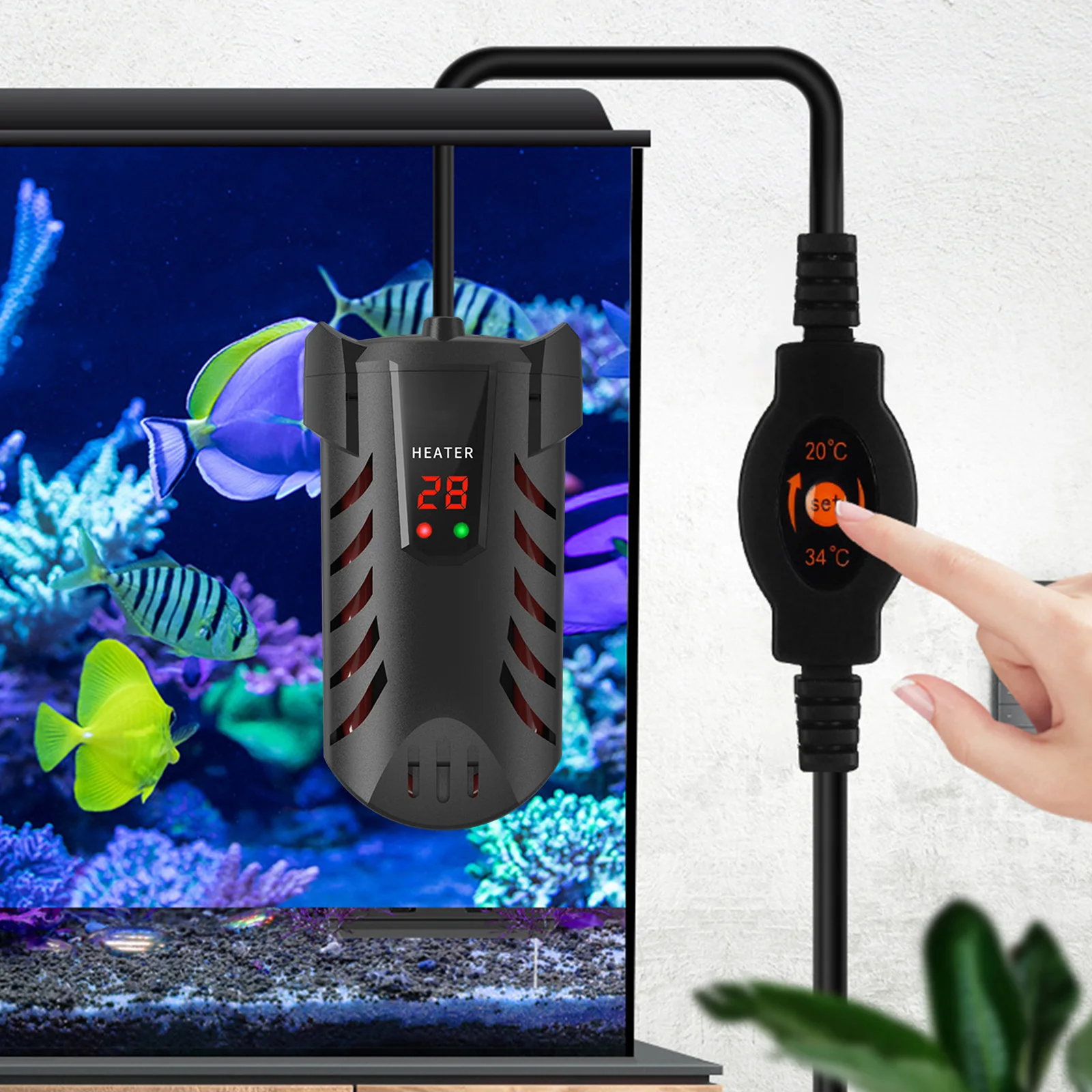 

25/50/100/200W Turtle Tank Heater Stick Mini Aquarium Thermostat Heater Rod Digital Display Explosion-Proof Aquarium Accessories