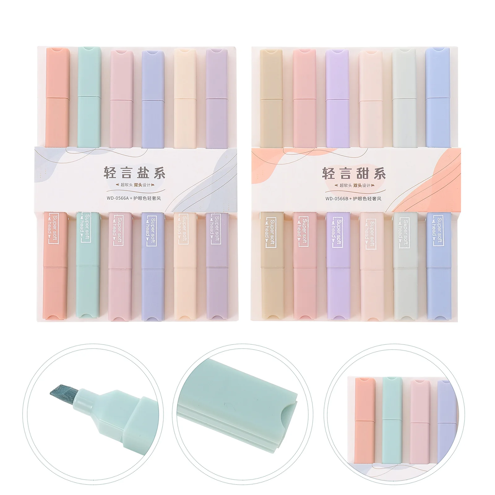 

12pcs Colorful Mark Pens Office Highlighters Double-ended School Student Markers