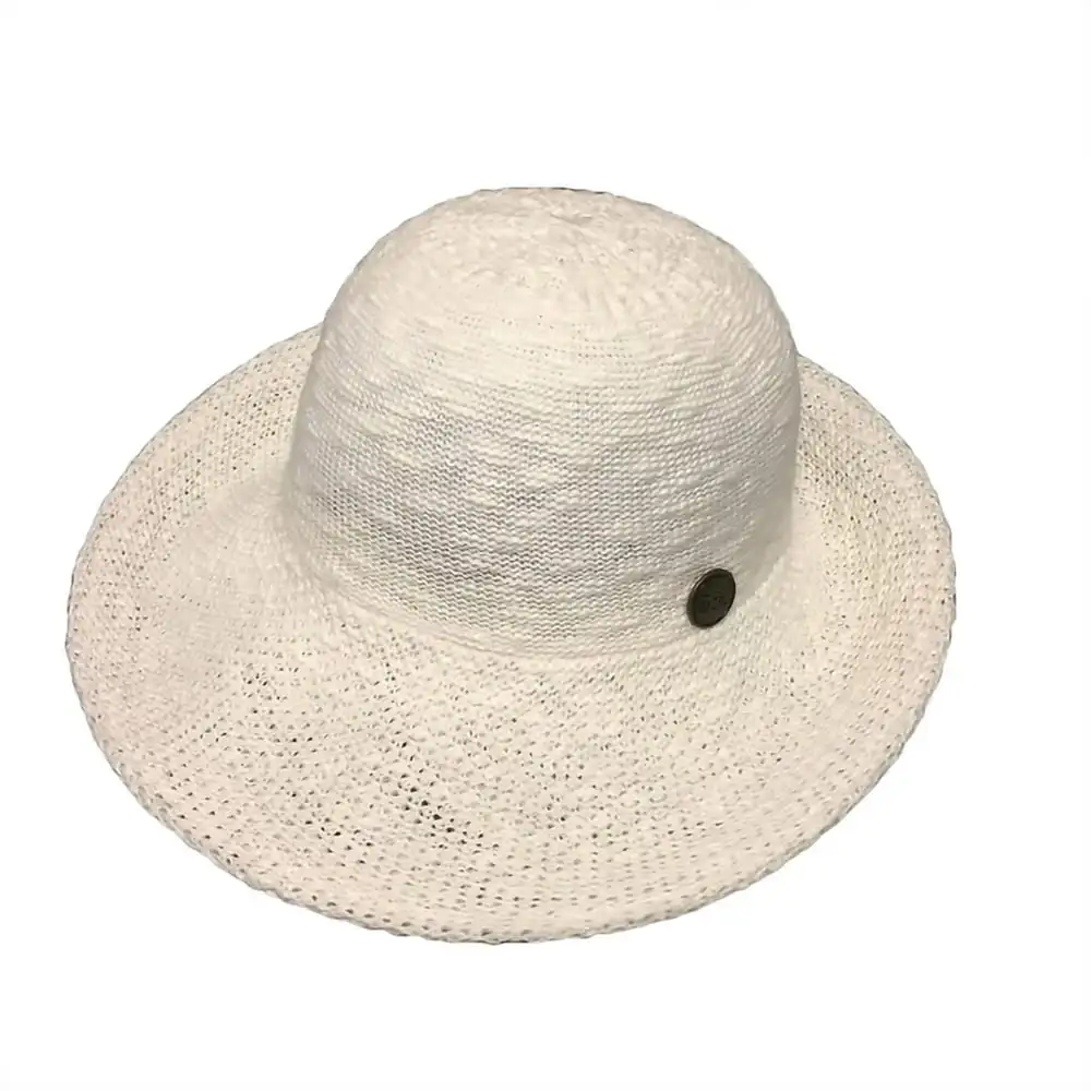 

Crushable Half Turn Brim White One Size Fits Most Hand Dyed Cotton Blend Sun Hat