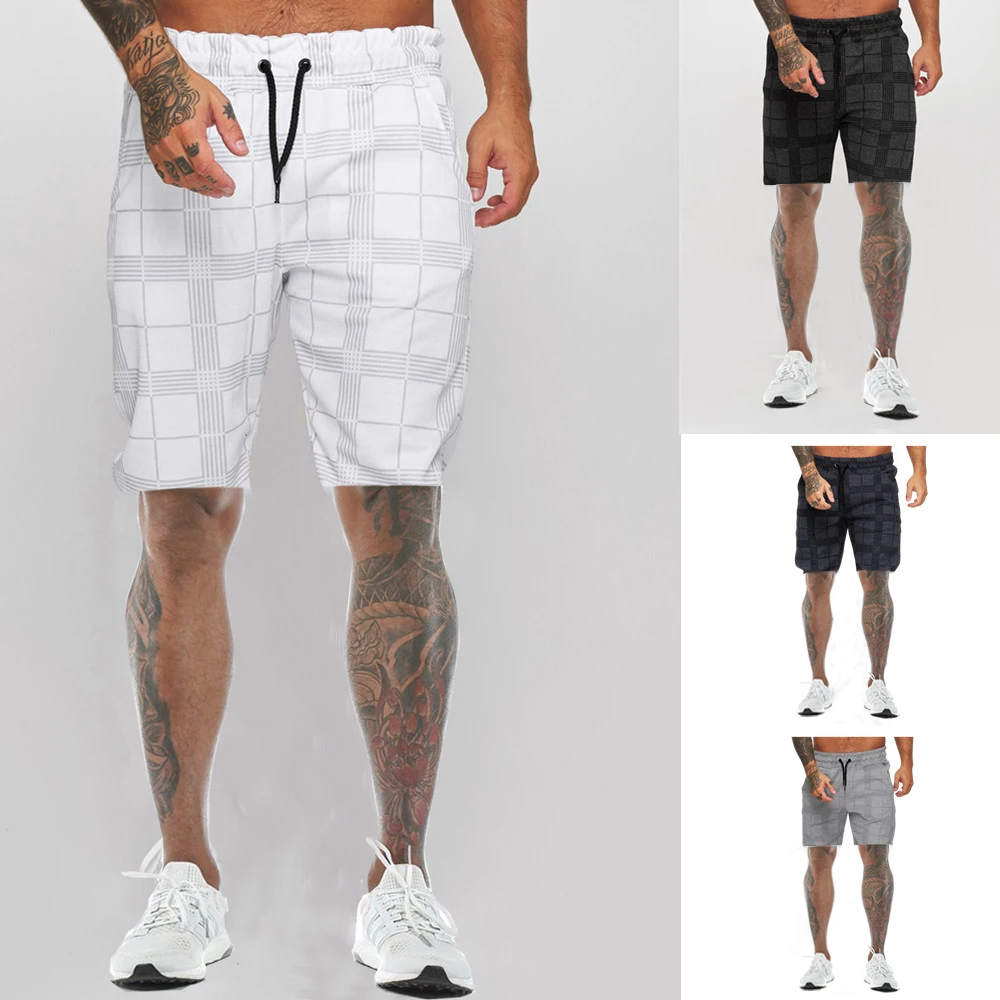 2022 Summer New Men's Bermuda Casual Shorts Loose Straight Cotton Beach Plaid Short Pants Male Brand