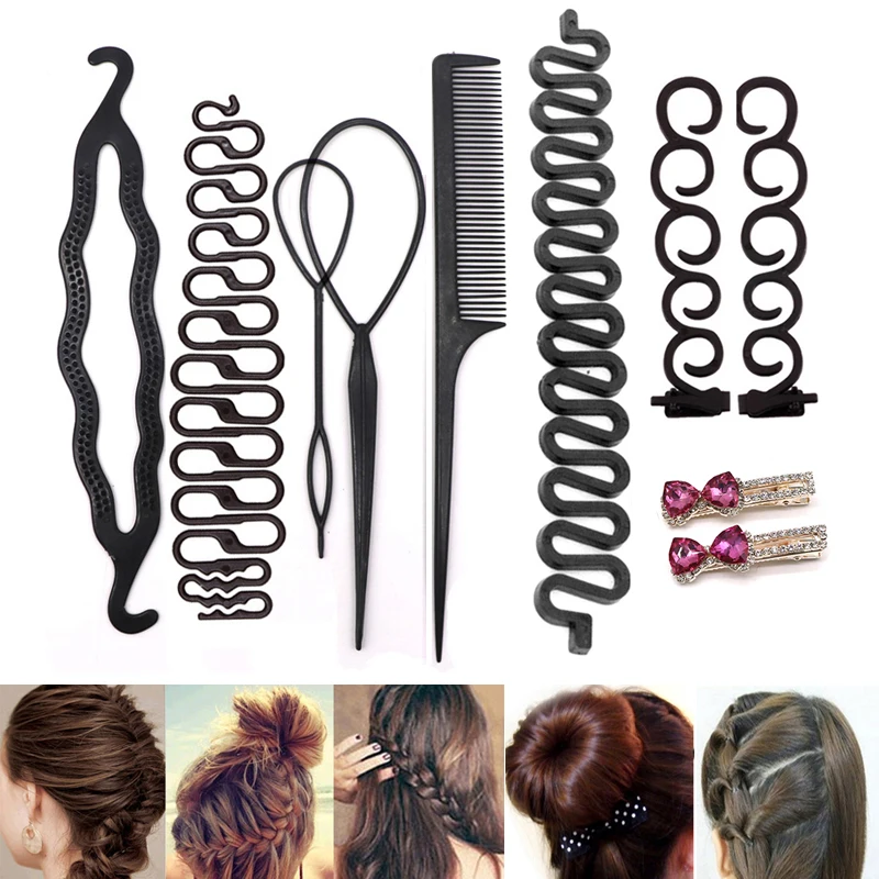 

Multi Style Donut Hair Maker Hairdressing Styling Tools Braiding Accessories for Women Girls Twist Hair Clip Disk Pull Hairpins