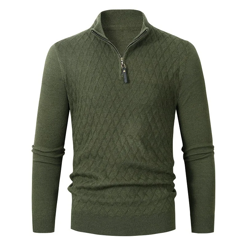 WEILUO Men's Quarter Zip Sweater Slim Fit Casual Knitted Turtleneck Pullover Mock Neck Polo Sweater