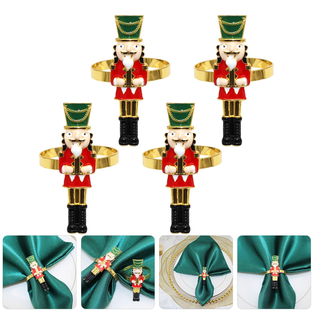 

Napkin Buckle Christmas Serviette Buckles Hotel Holders Nutcracker Rings Napkins