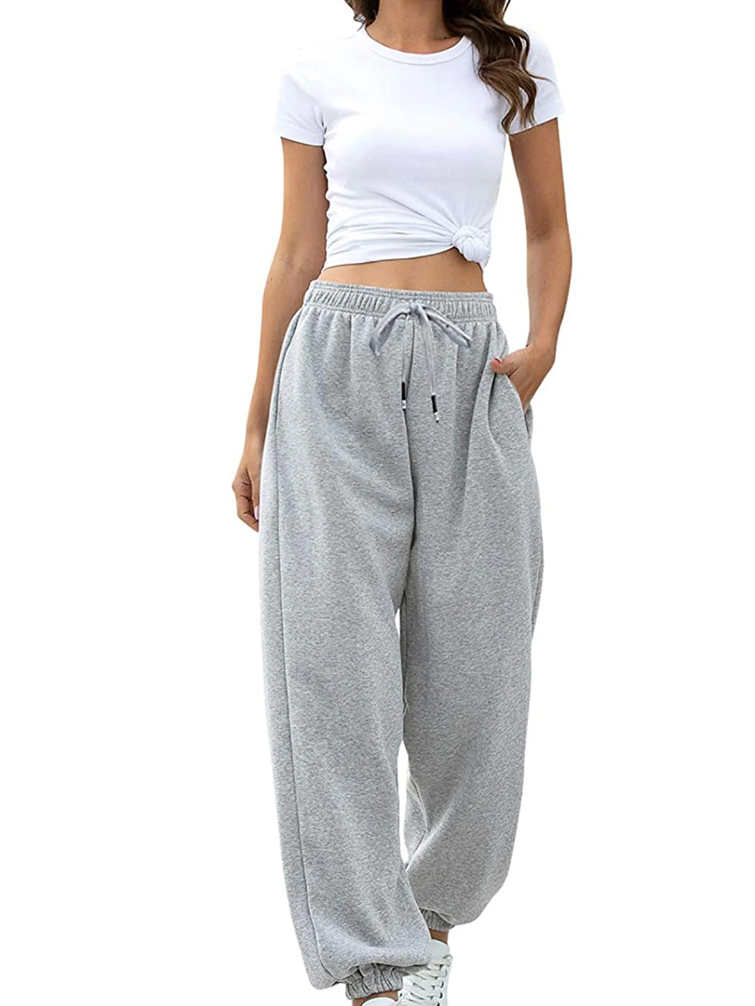 

Funny Halloween Pumpkin Print High Waisted Women s Sweatpants with Pockets - Loose Fit Trousers featuring Cinch Bottom